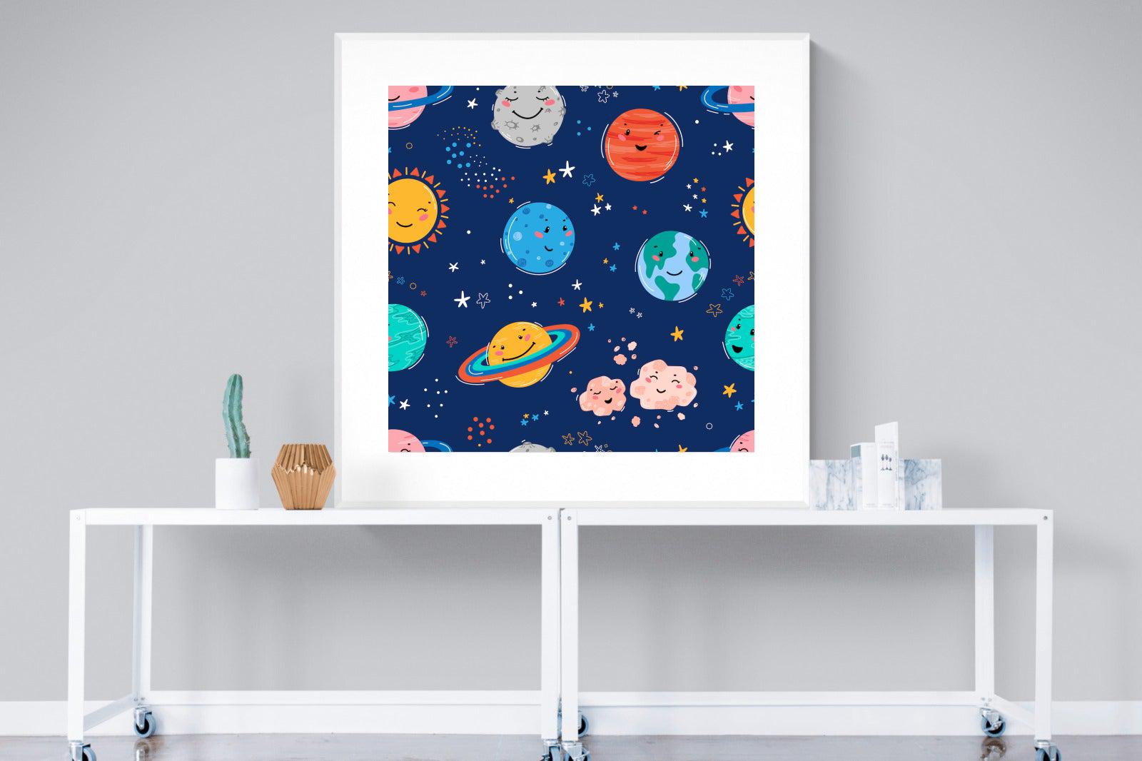 Happy Planets-Wall_Art-120 x 120cm-Framed Print-White-Pixalot