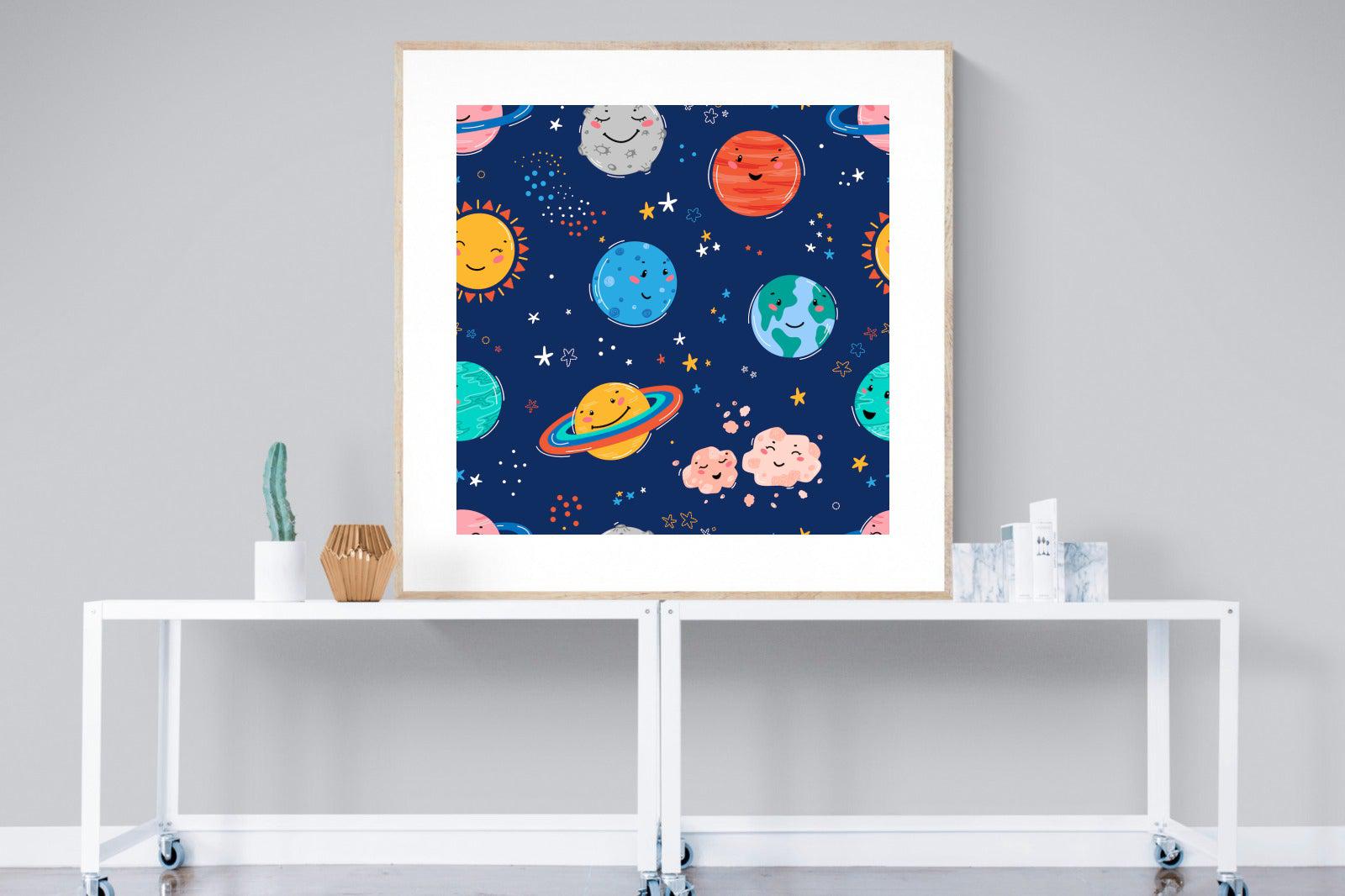 Happy Planets-Wall_Art-120 x 120cm-Framed Print-Wood-Pixalot