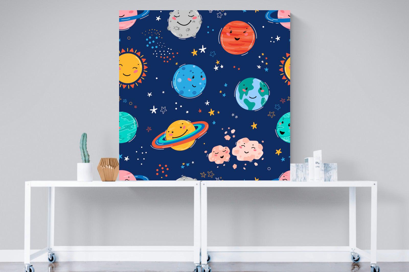Happy Planets-Wall_Art-120 x 120cm-Mounted Canvas-No Frame-Pixalot