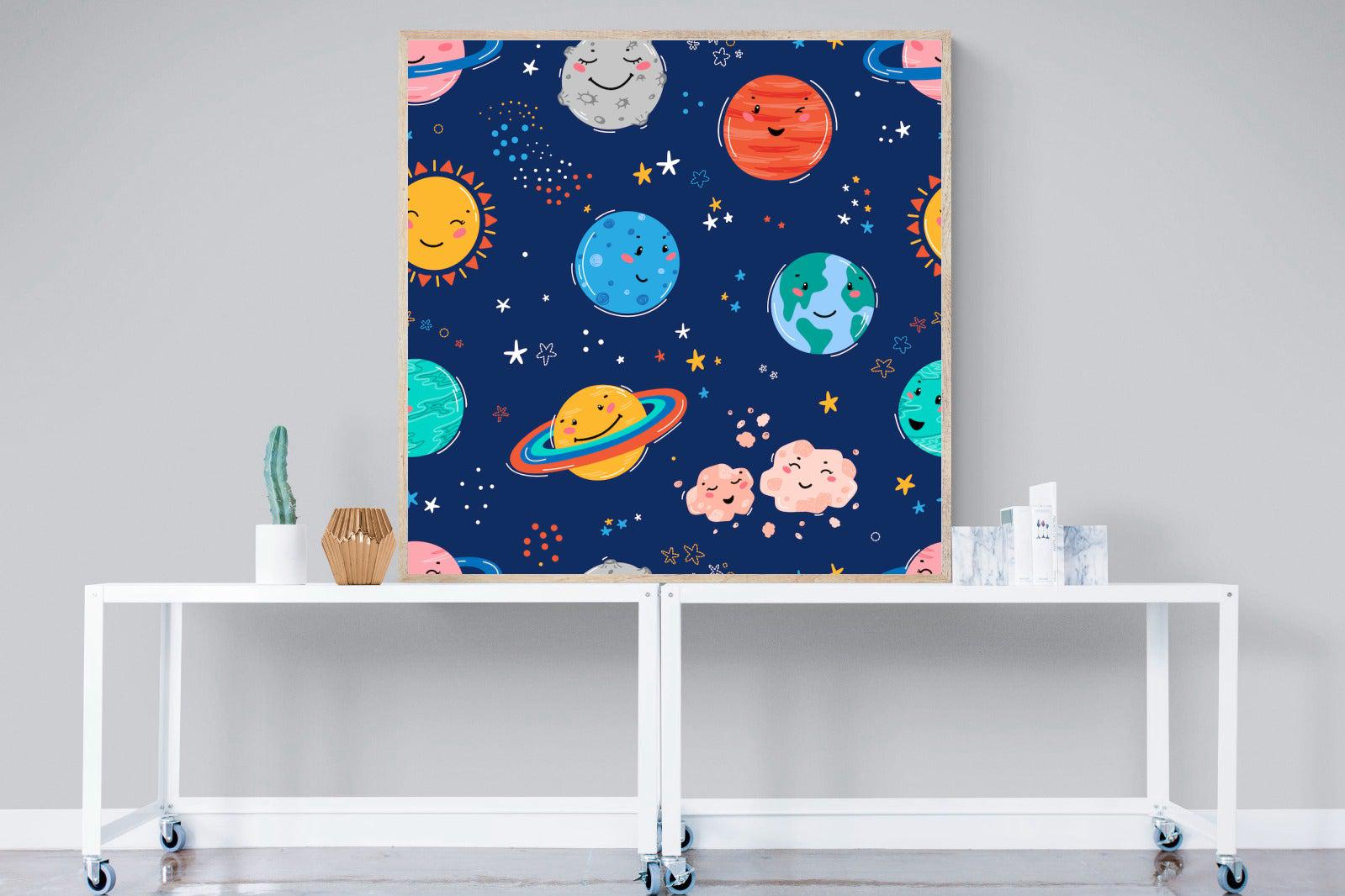Happy Planets-Wall_Art-120 x 120cm-Mounted Canvas-Wood-Pixalot