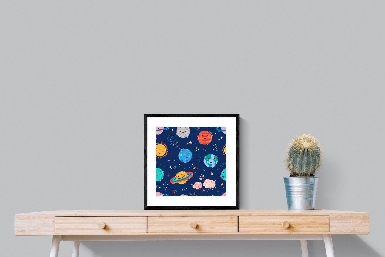 Happy Planets-Wall_Art-50 x 50cm-Framed Print-Black-Pixalot
