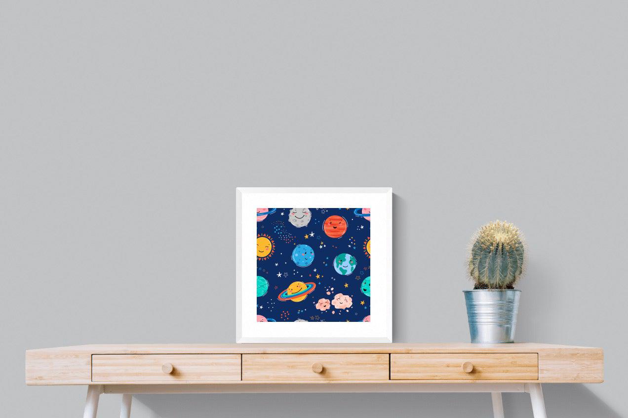 Happy Planets-Wall_Art-50 x 50cm-Framed Print-White-Pixalot