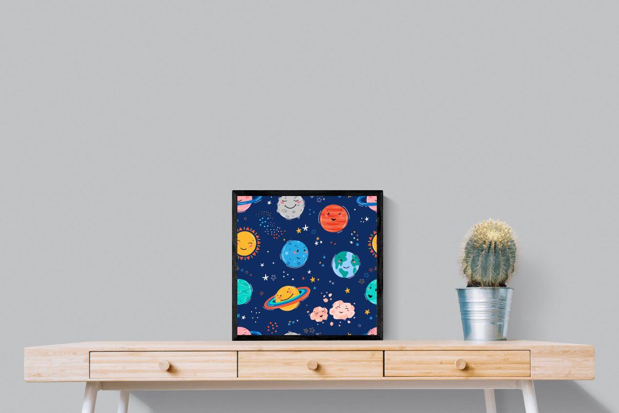 Happy Planets-Wall_Art-50 x 50cm-Mounted Canvas-Black-Pixalot
