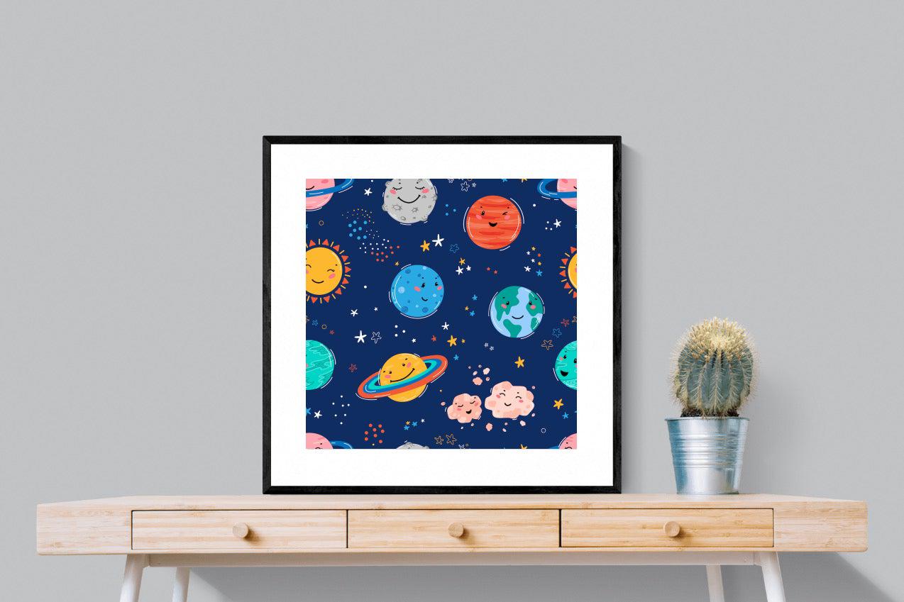 Happy Planets-Wall_Art-80 x 80cm-Framed Print-Black-Pixalot