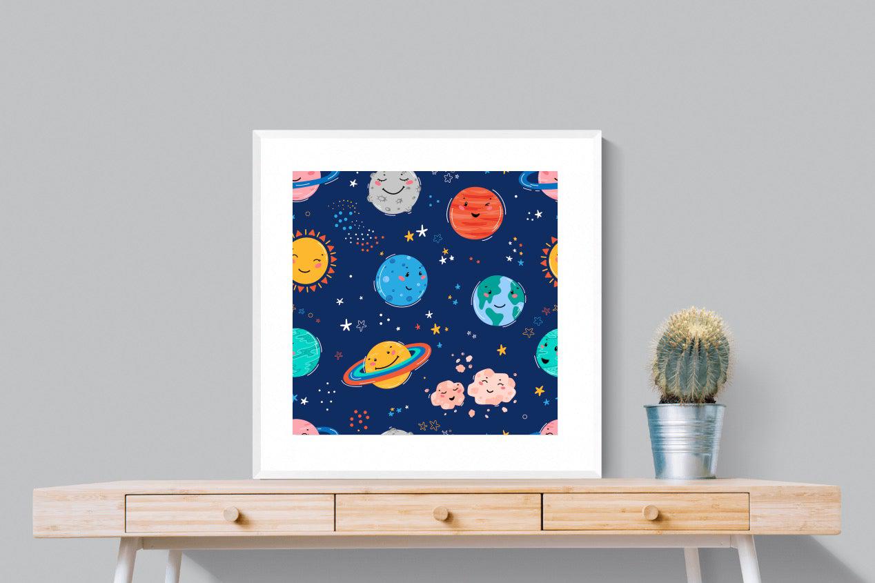 Happy Planets-Wall_Art-80 x 80cm-Framed Print-White-Pixalot