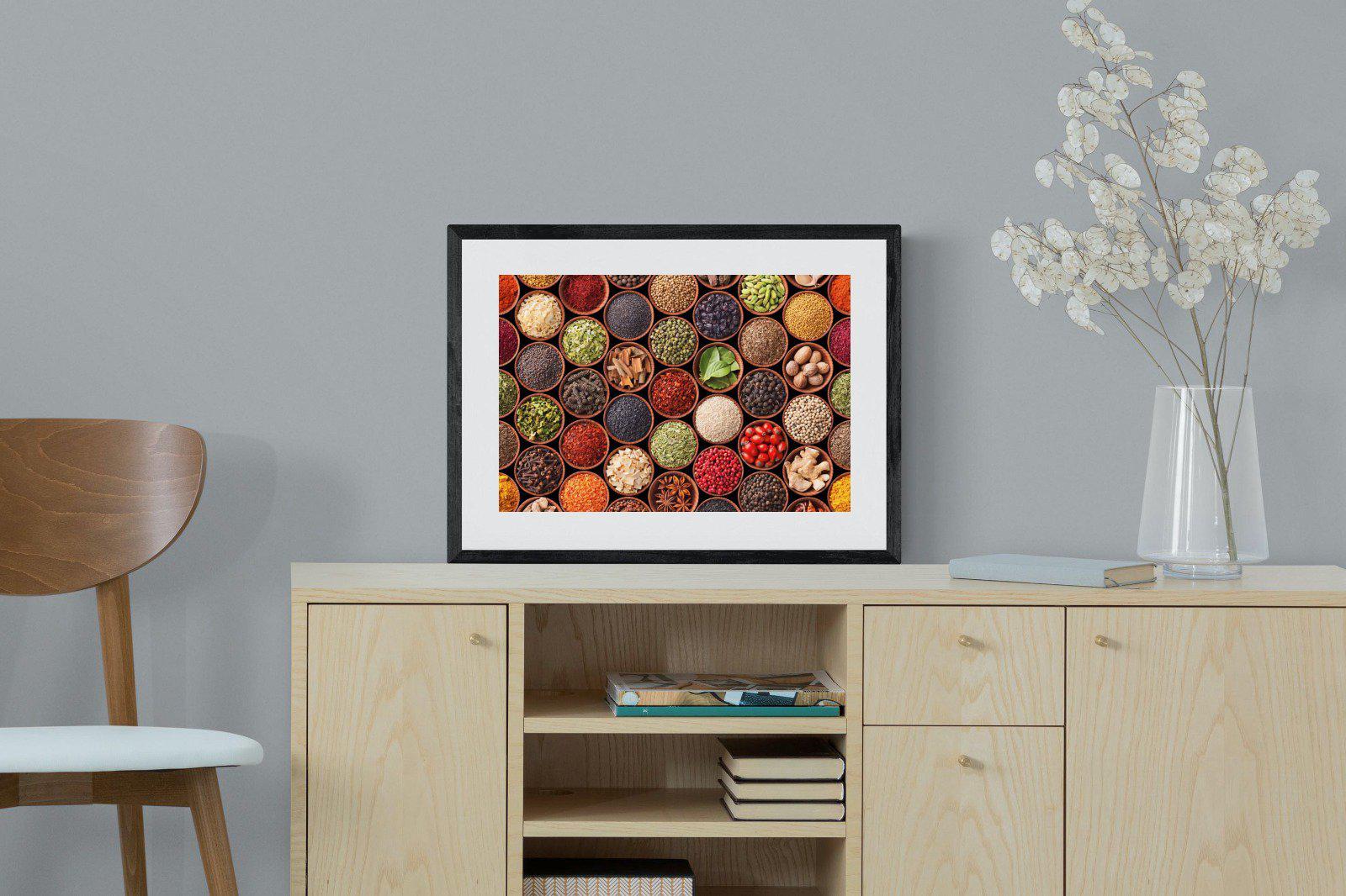 Herbs & Spices-Wall_Art-60 x 45cm-Framed Print-Black-Pixalot