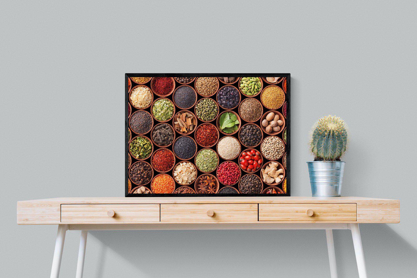 Herbs & Spices-Wall_Art-80 x 60cm-Mounted Canvas-Black-Pixalot