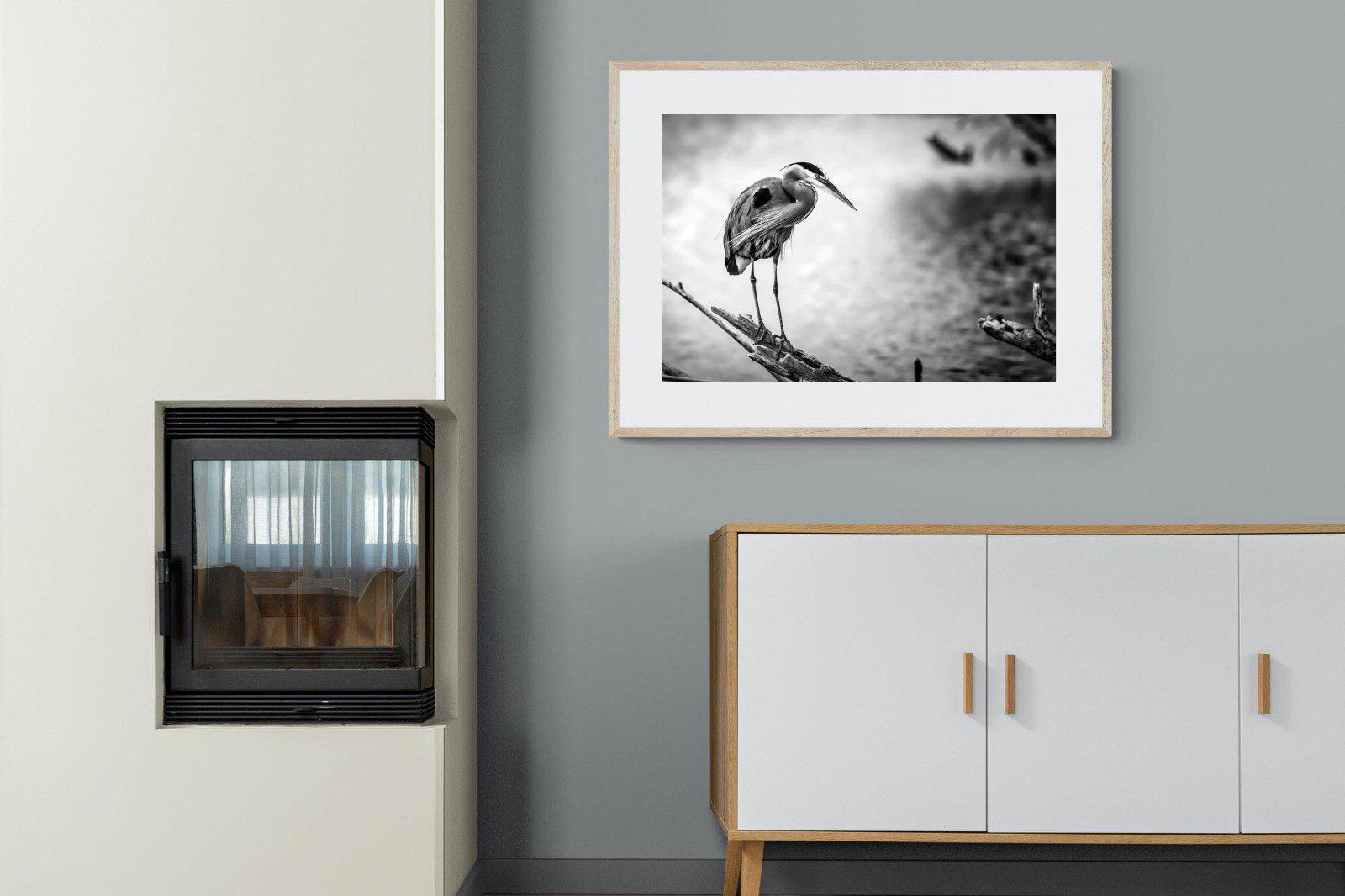 Heron-Wall_Art-100 x 75cm-Framed Print-Wood-Pixalot