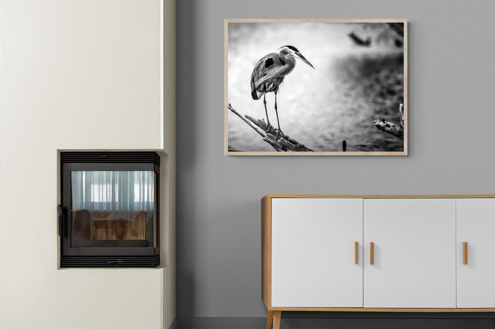 Heron-Wall_Art-100 x 75cm-Mounted Canvas-Wood-Pixalot