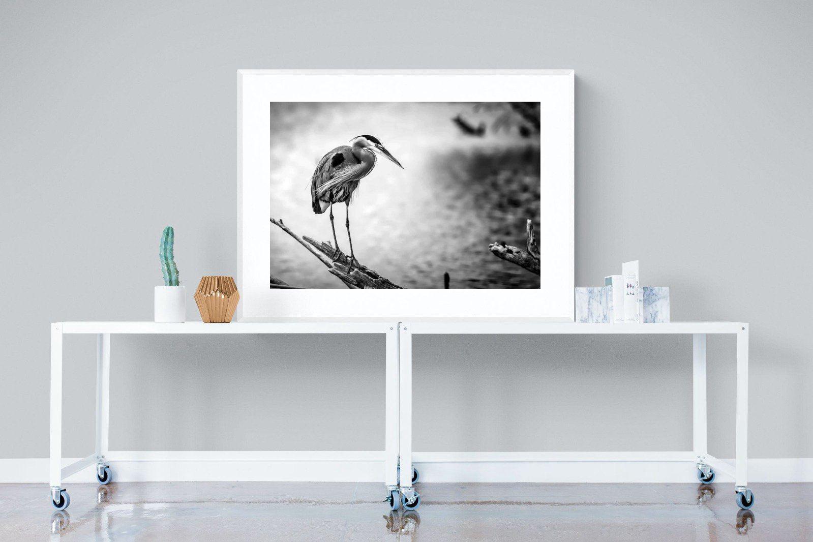 Heron-Wall_Art-120 x 90cm-Framed Print-White-Pixalot