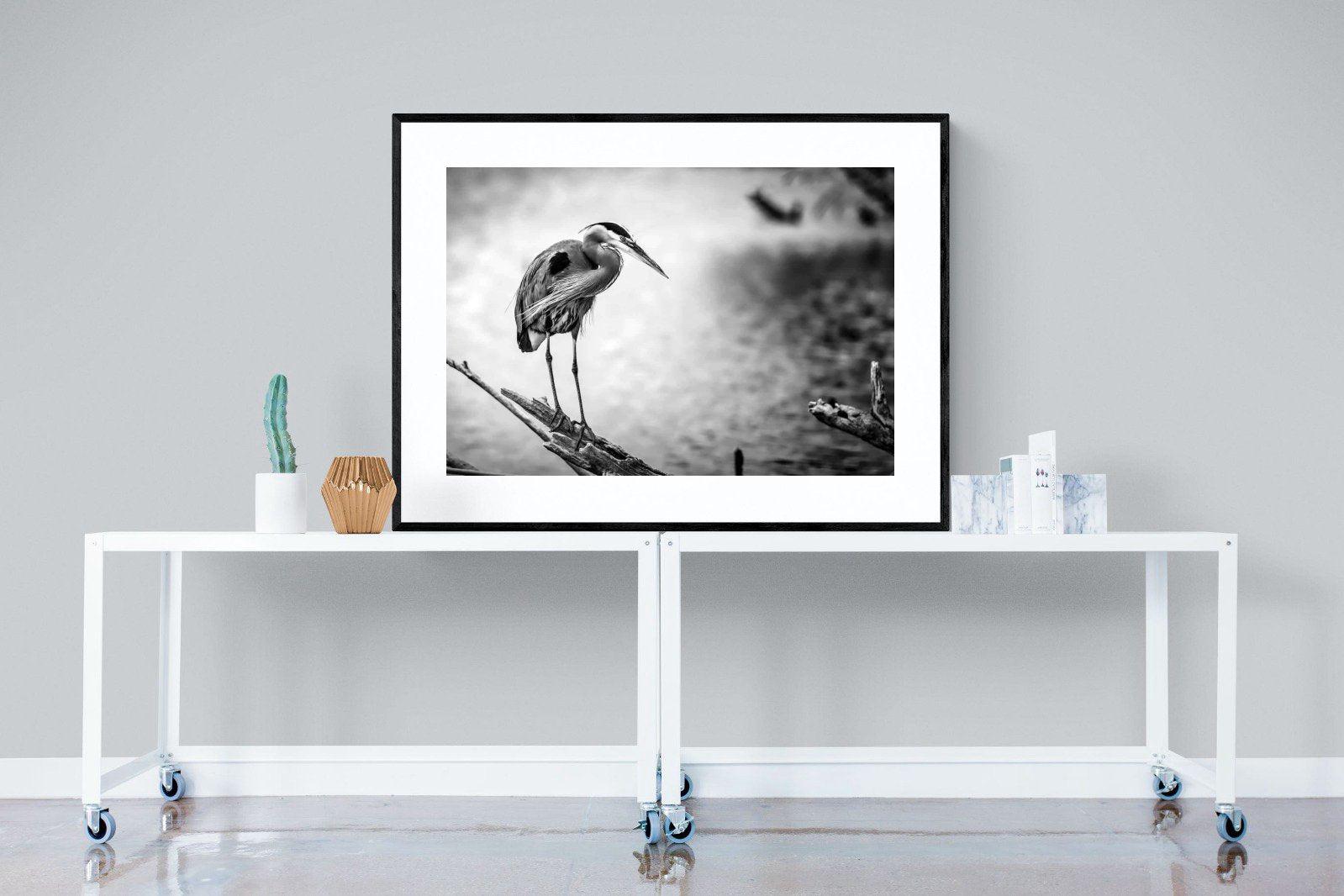 Heron-Wall_Art-120 x 90cm-Framed Print-Black-Pixalot