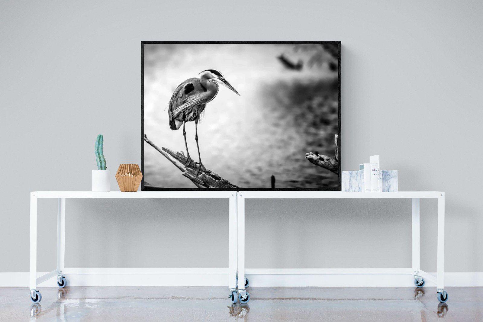 Heron-Wall_Art-120 x 90cm-Mounted Canvas-Black-Pixalot