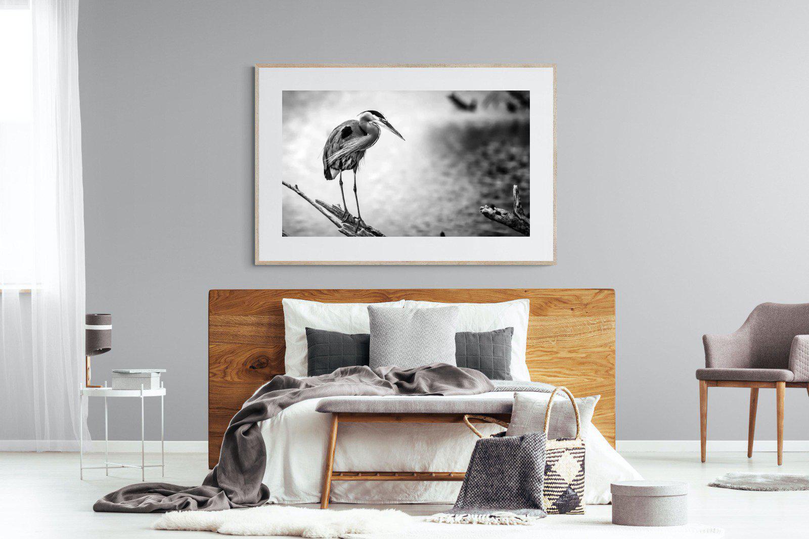 Heron-Wall_Art-150 x 100cm-Framed Print-Wood-Pixalot