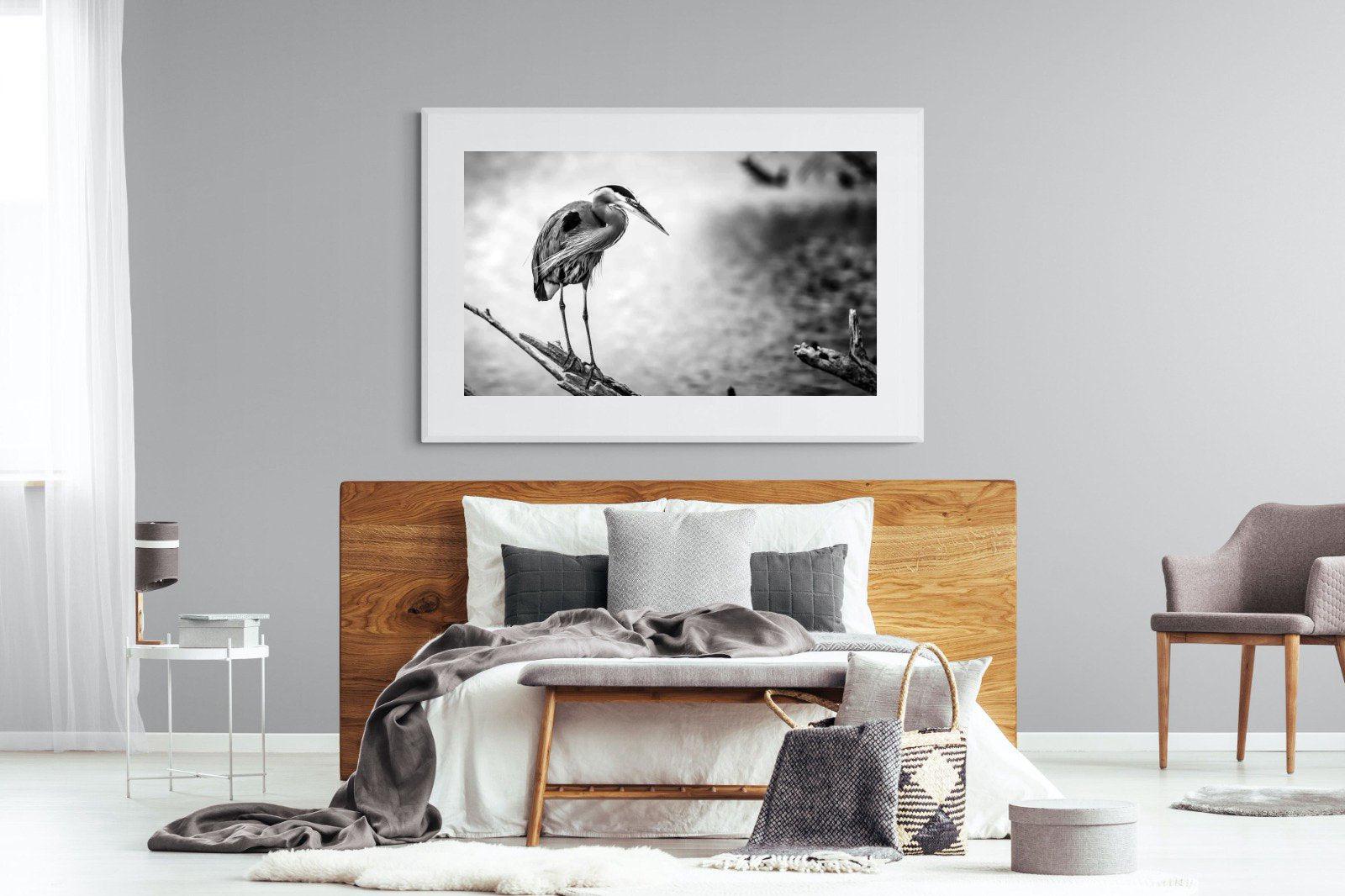 Heron-Wall_Art-150 x 100cm-Framed Print-White-Pixalot