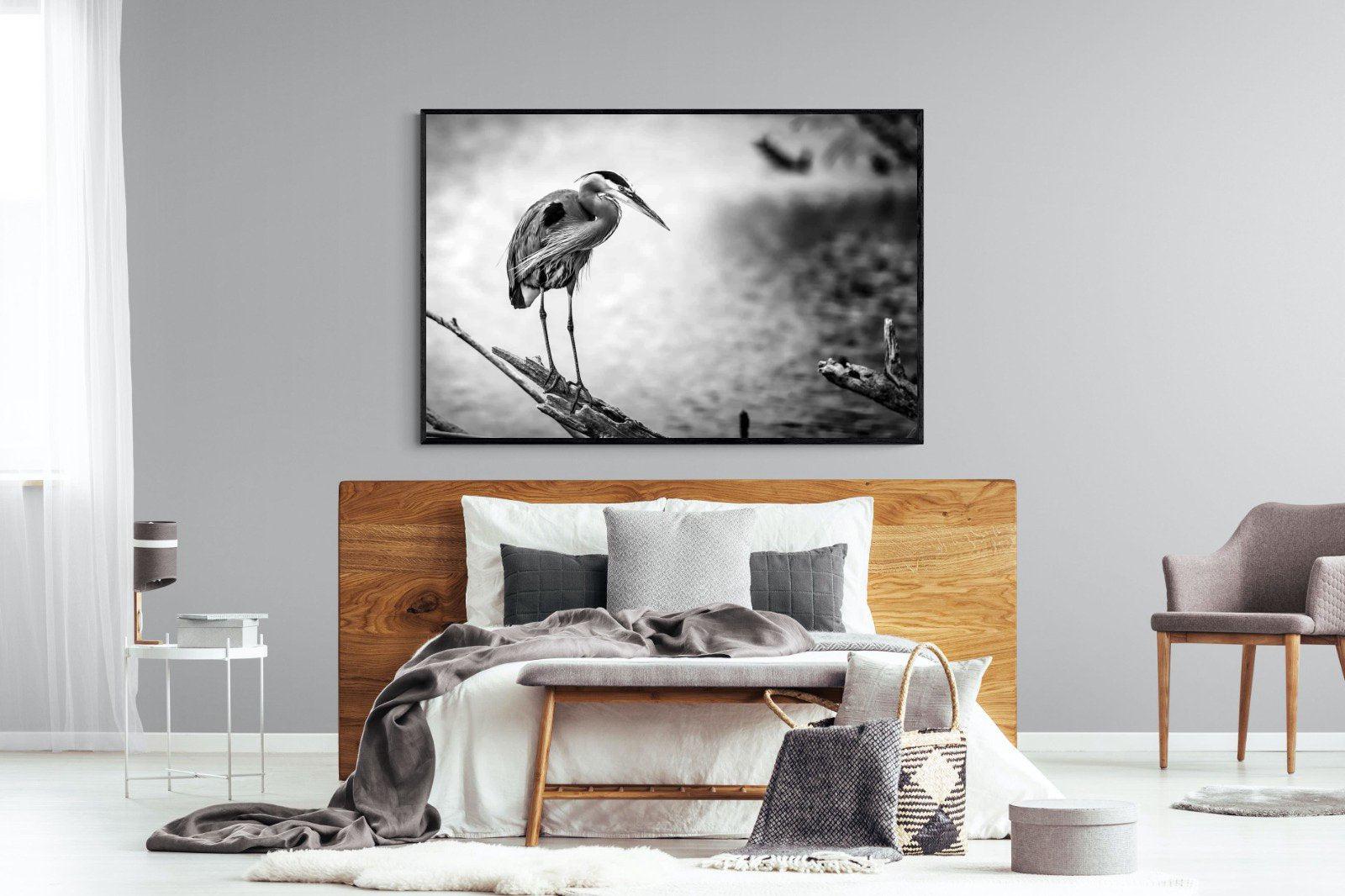 Heron-Wall_Art-150 x 100cm-Mounted Canvas-Black-Pixalot