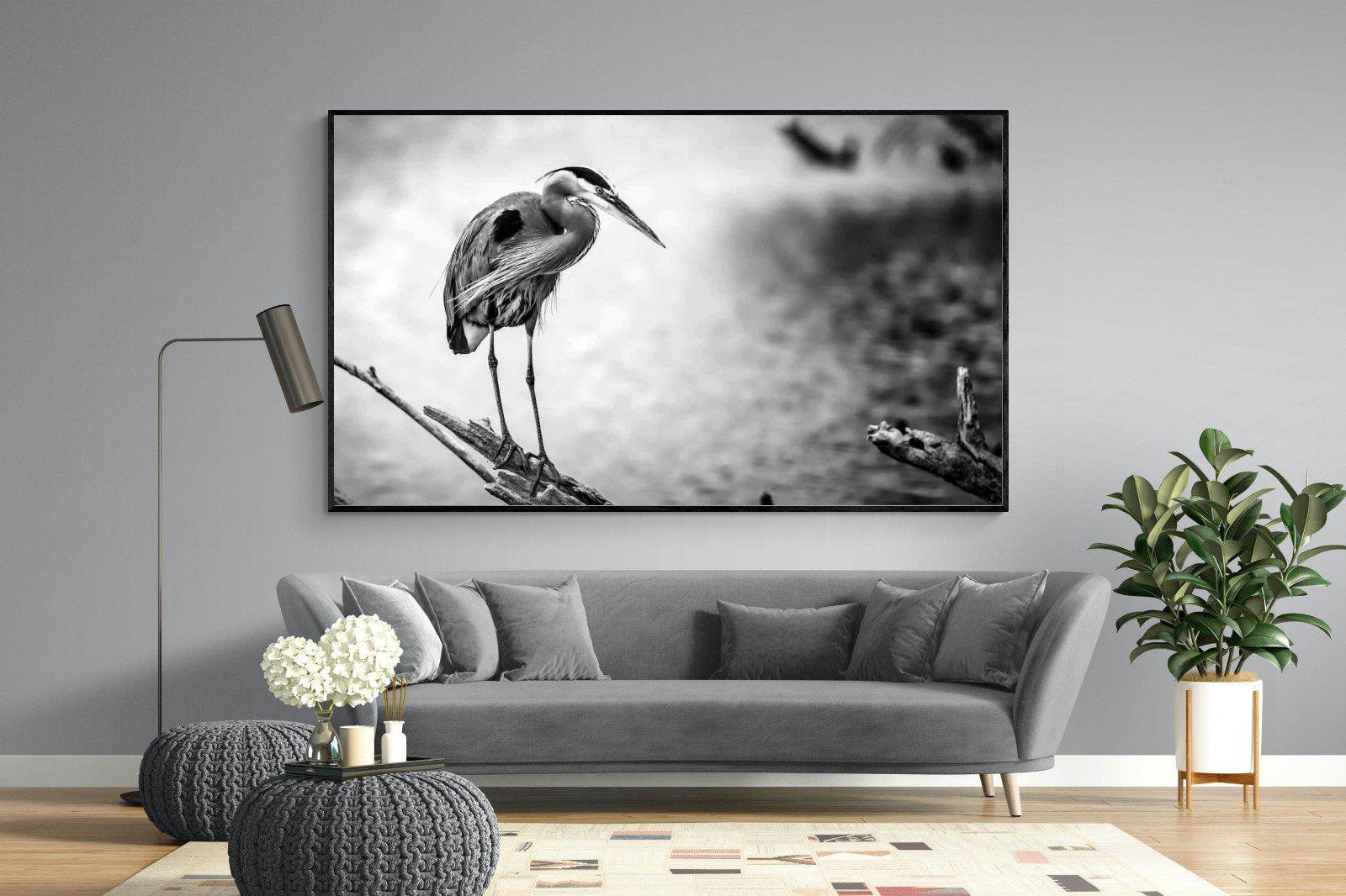 Heron-Wall_Art-220 x 130cm-Mounted Canvas-Black-Pixalot