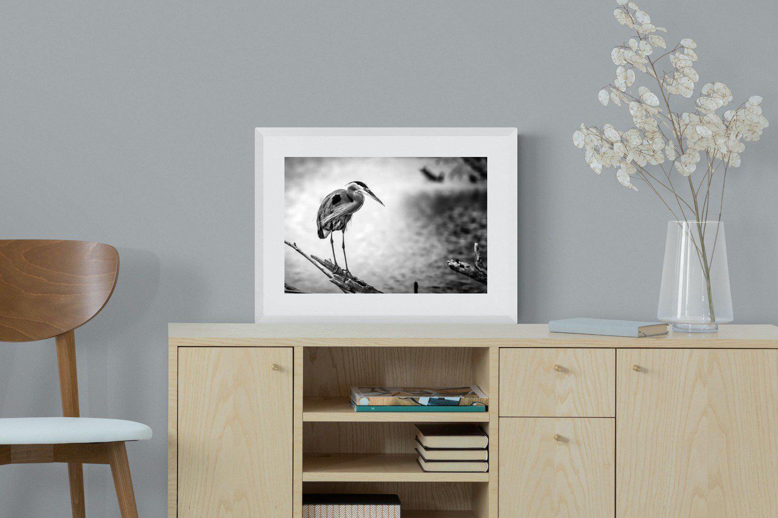 Heron-Wall_Art-60 x 45cm-Framed Print-White-Pixalot