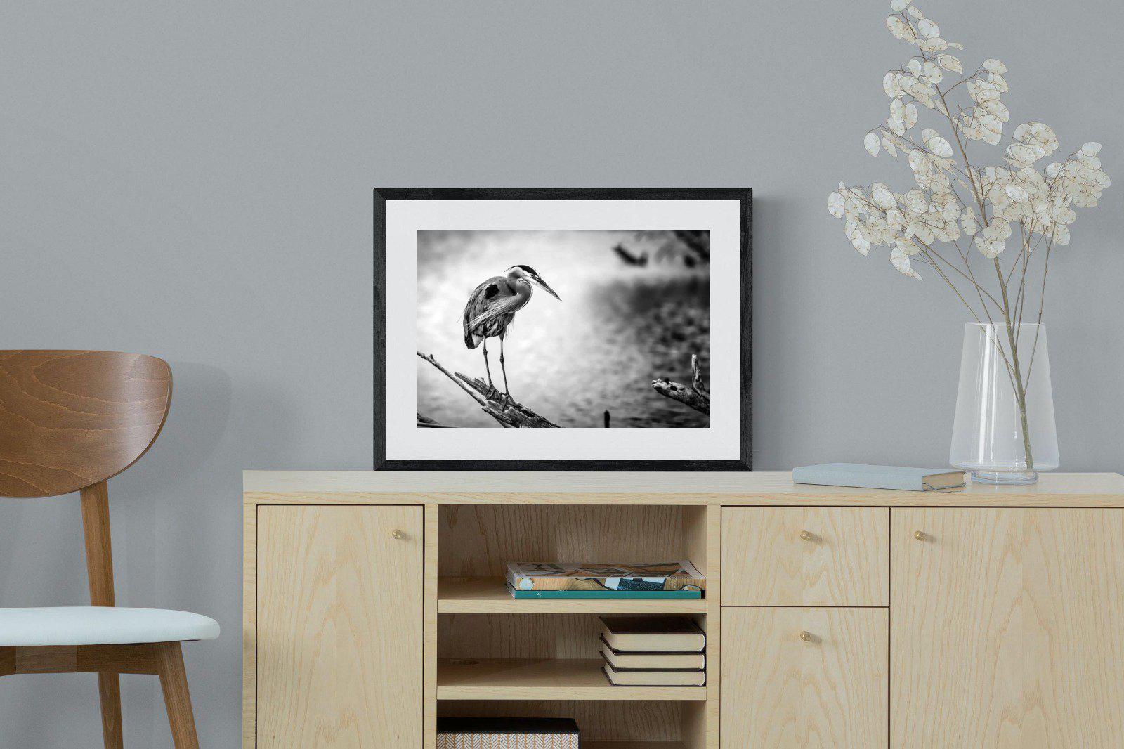 Heron-Wall_Art-60 x 45cm-Framed Print-Black-Pixalot