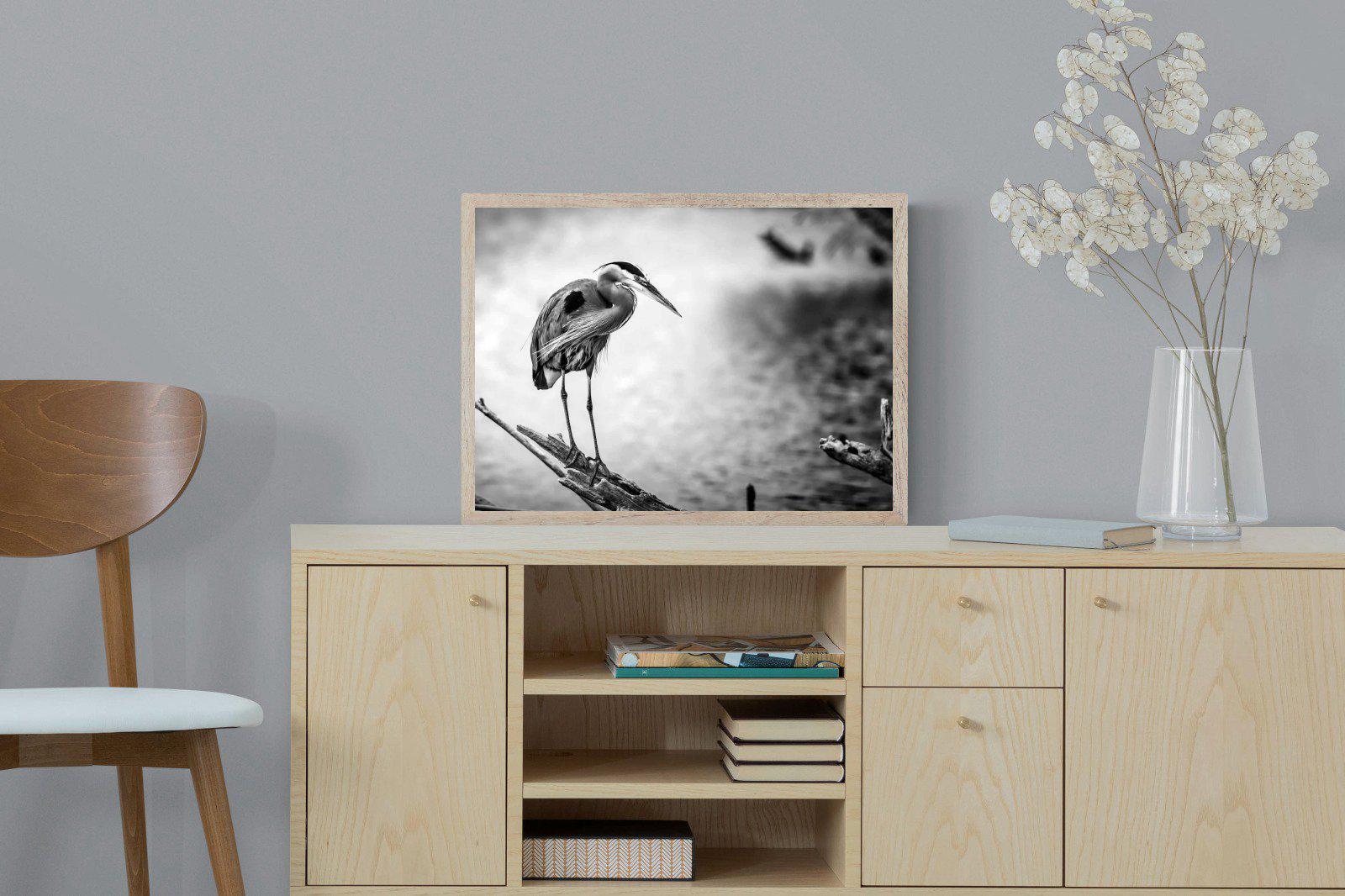 Heron-Wall_Art-60 x 45cm-Mounted Canvas-Wood-Pixalot