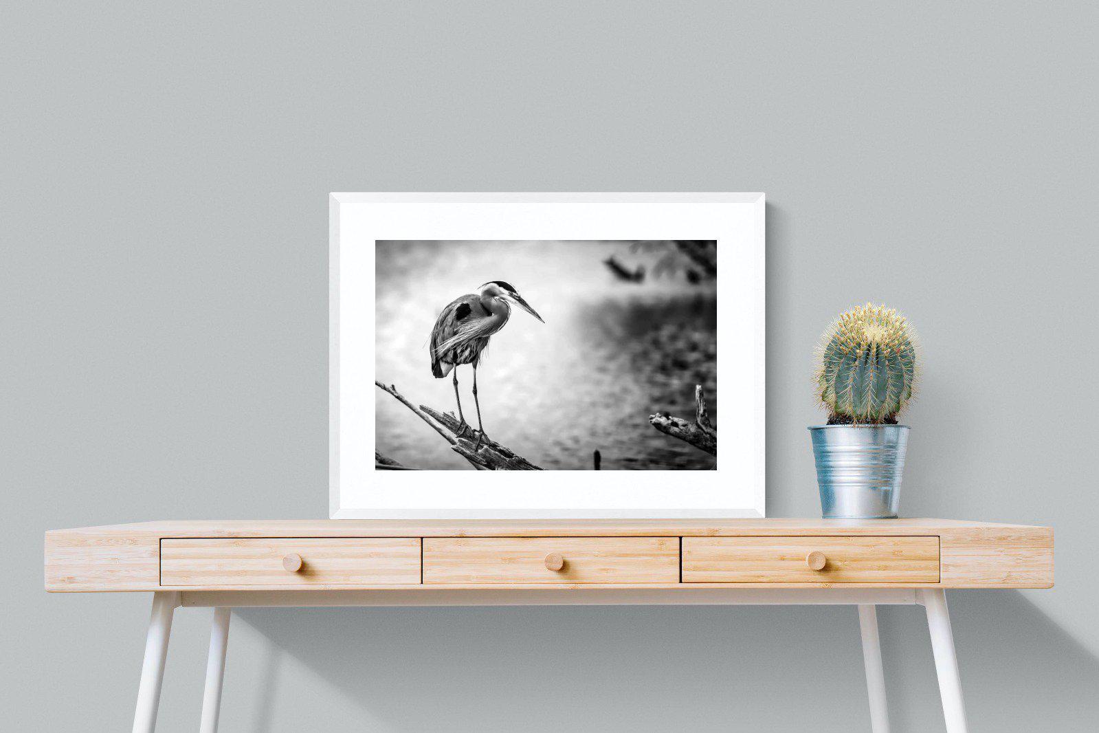 Heron-Wall_Art-80 x 60cm-Framed Print-White-Pixalot