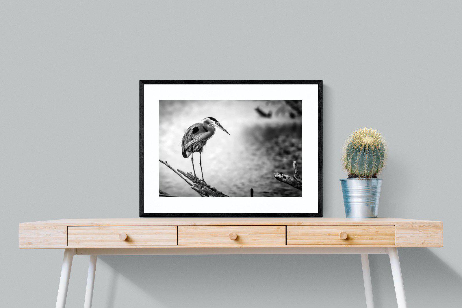Heron-Wall_Art-80 x 60cm-Framed Print-Black-Pixalot