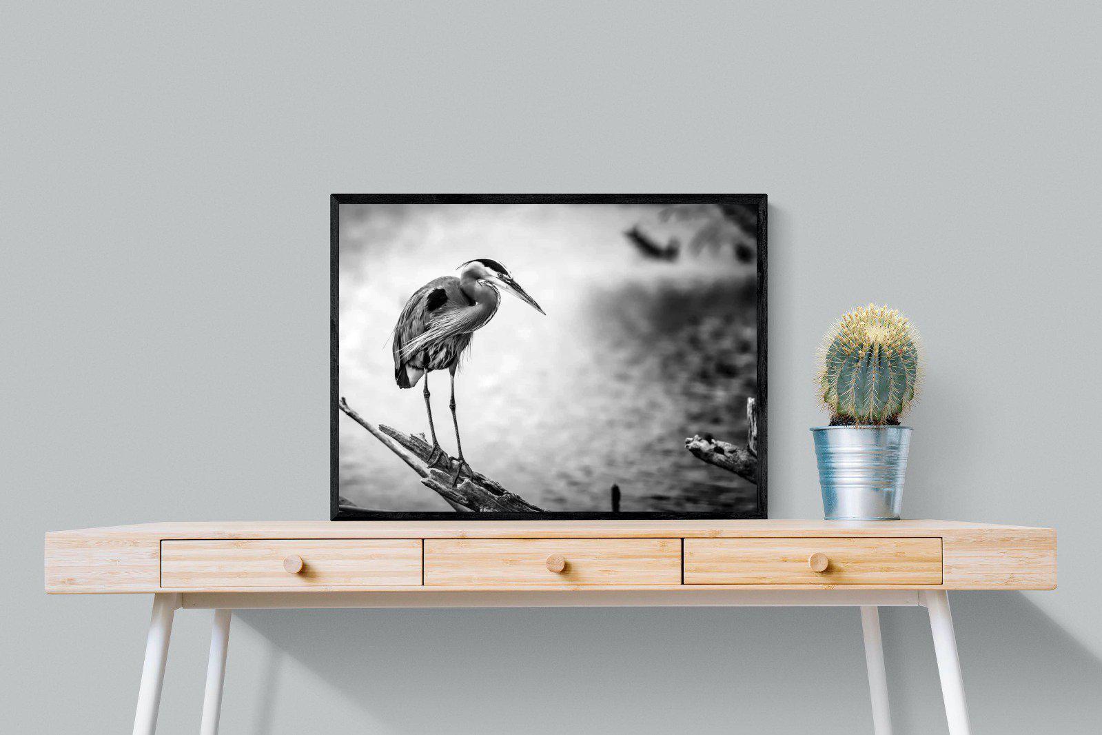 Heron-Wall_Art-80 x 60cm-Mounted Canvas-Black-Pixalot