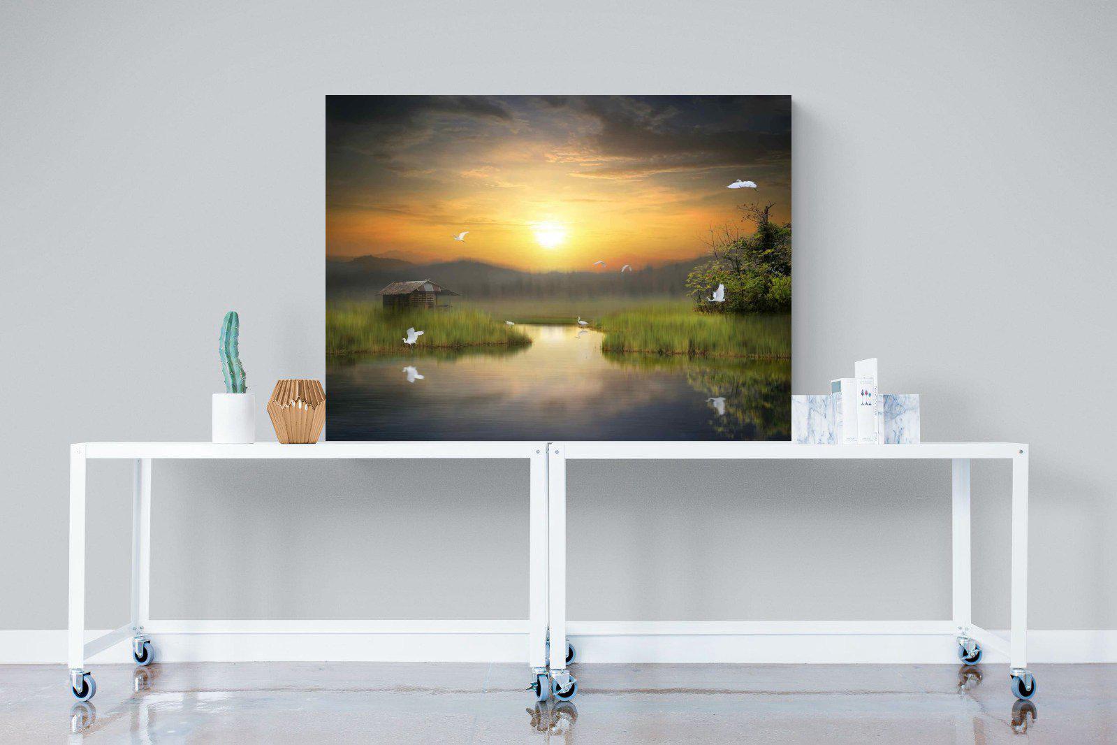 Heron Shed-Wall_Art-120 x 90cm-Mounted Canvas-No Frame-Pixalot