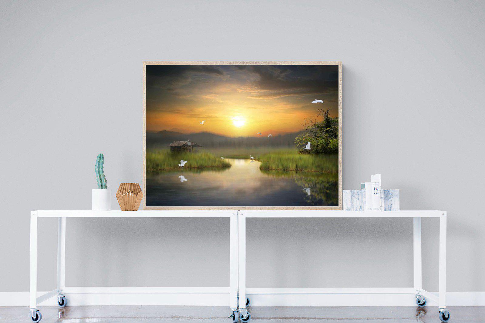 Heron Shed-Wall_Art-120 x 90cm-Mounted Canvas-Wood-Pixalot