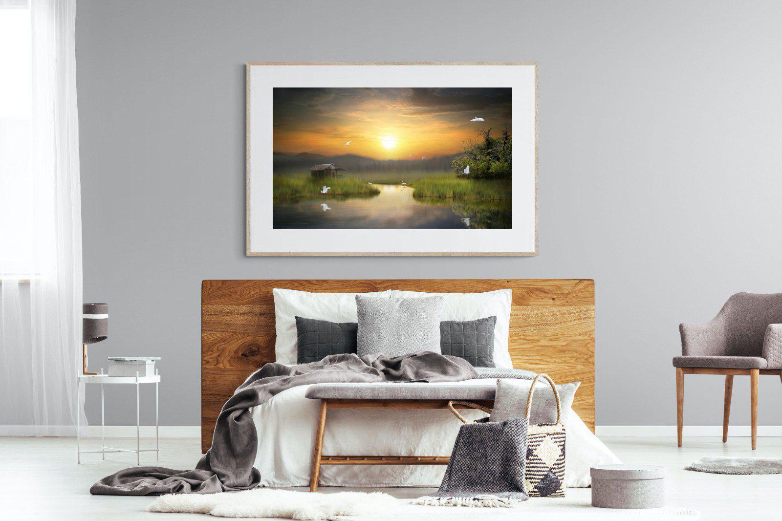 Heron Shed-Wall_Art-150 x 100cm-Framed Print-Wood-Pixalot