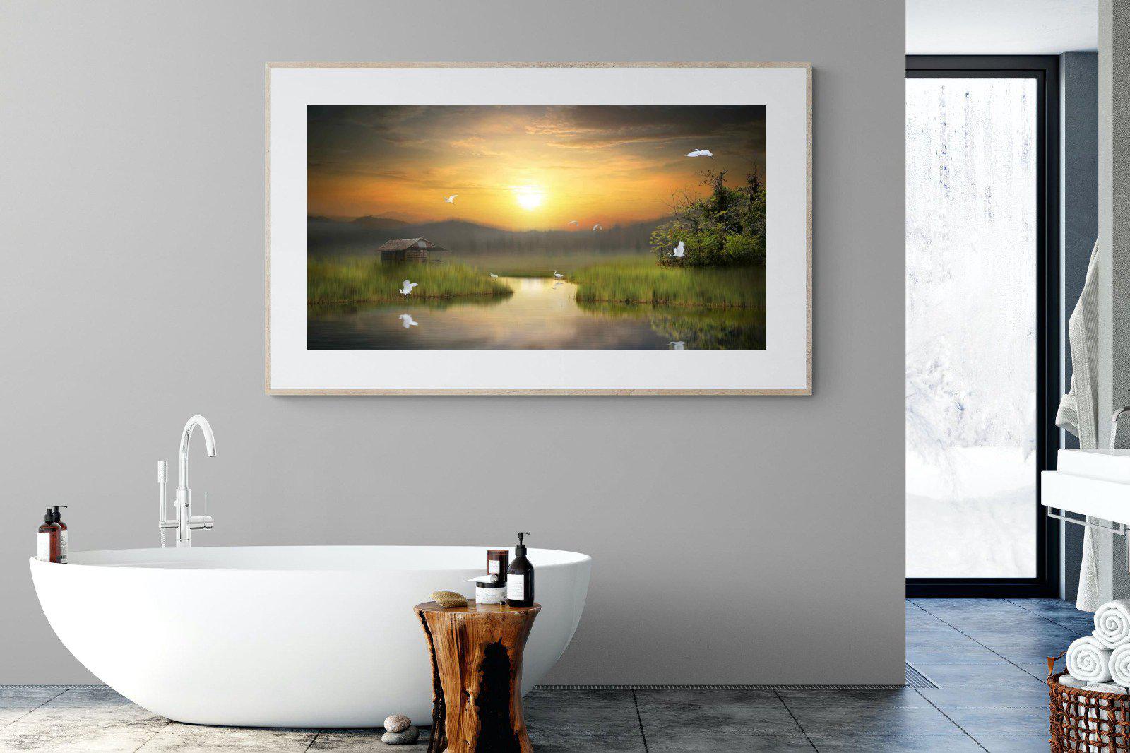 Heron Shed-Wall_Art-180 x 110cm-Framed Print-Wood-Pixalot