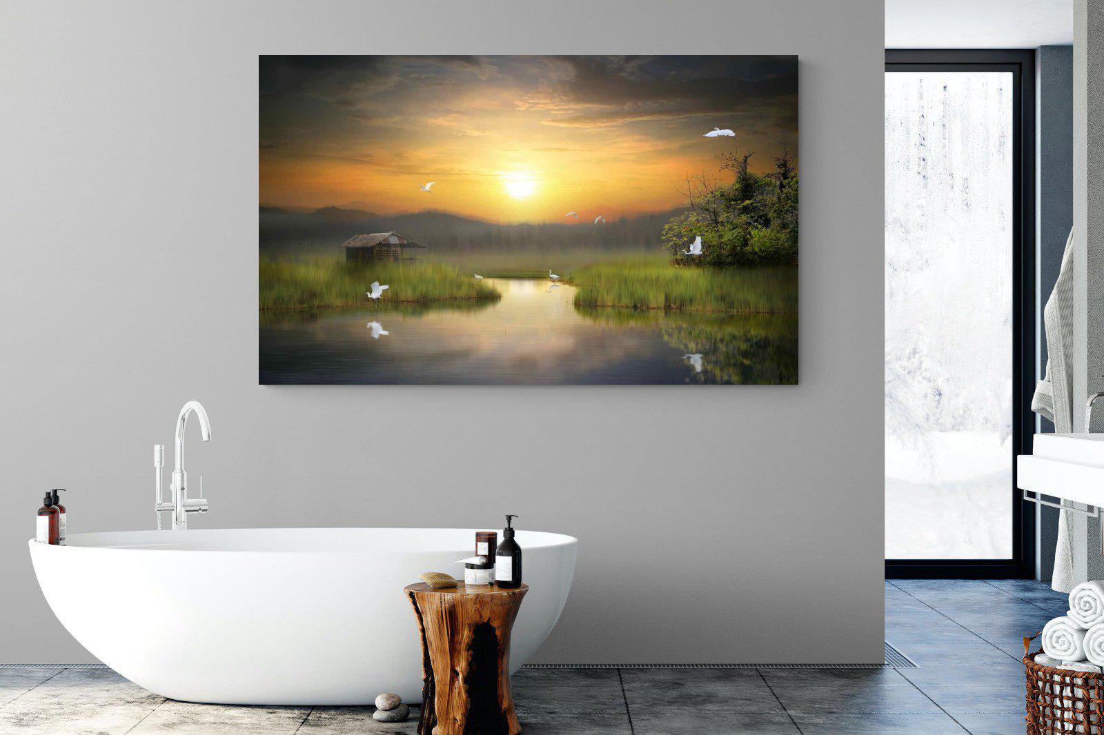 Heron Shed-Wall_Art-180 x 110cm-Mounted Canvas-No Frame-Pixalot