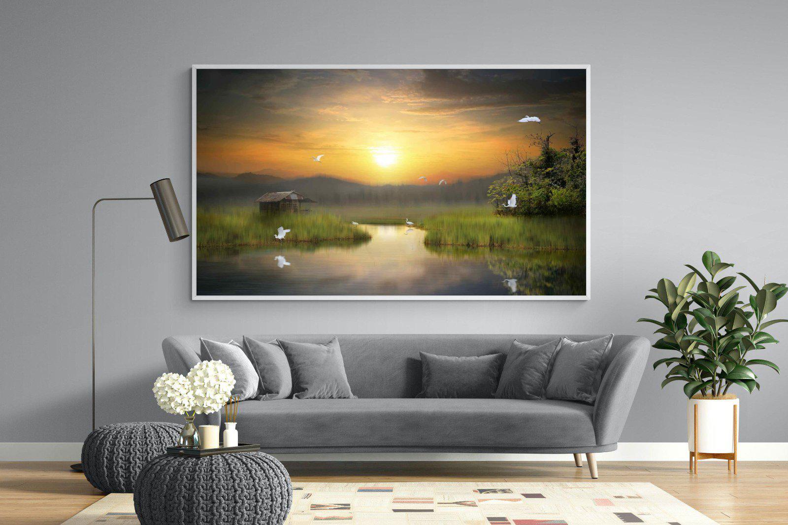 Heron Shed-Wall_Art-220 x 130cm-Mounted Canvas-White-Pixalot