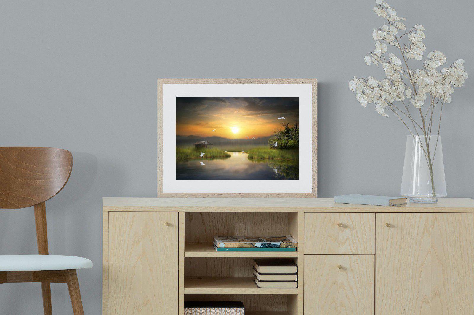Heron Shed-Wall_Art-60 x 45cm-Framed Print-Wood-Pixalot