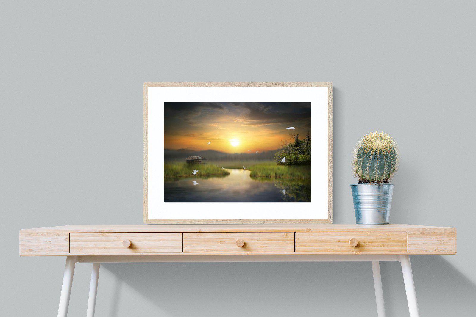 Heron Shed-Wall_Art-80 x 60cm-Framed Print-Wood-Pixalot