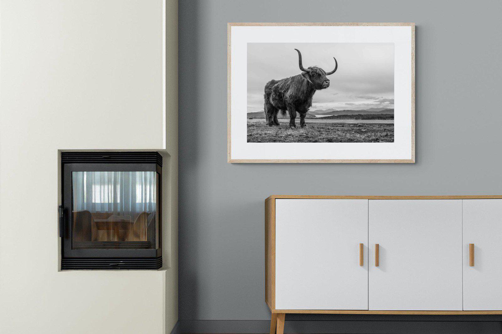 Highland Cow-Wall_Art-100 x 75cm-Framed Print-Wood-Pixalot