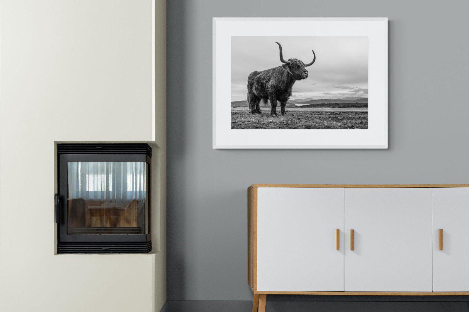 Highland Cow-Wall_Art-100 x 75cm-Framed Print-White-Pixalot