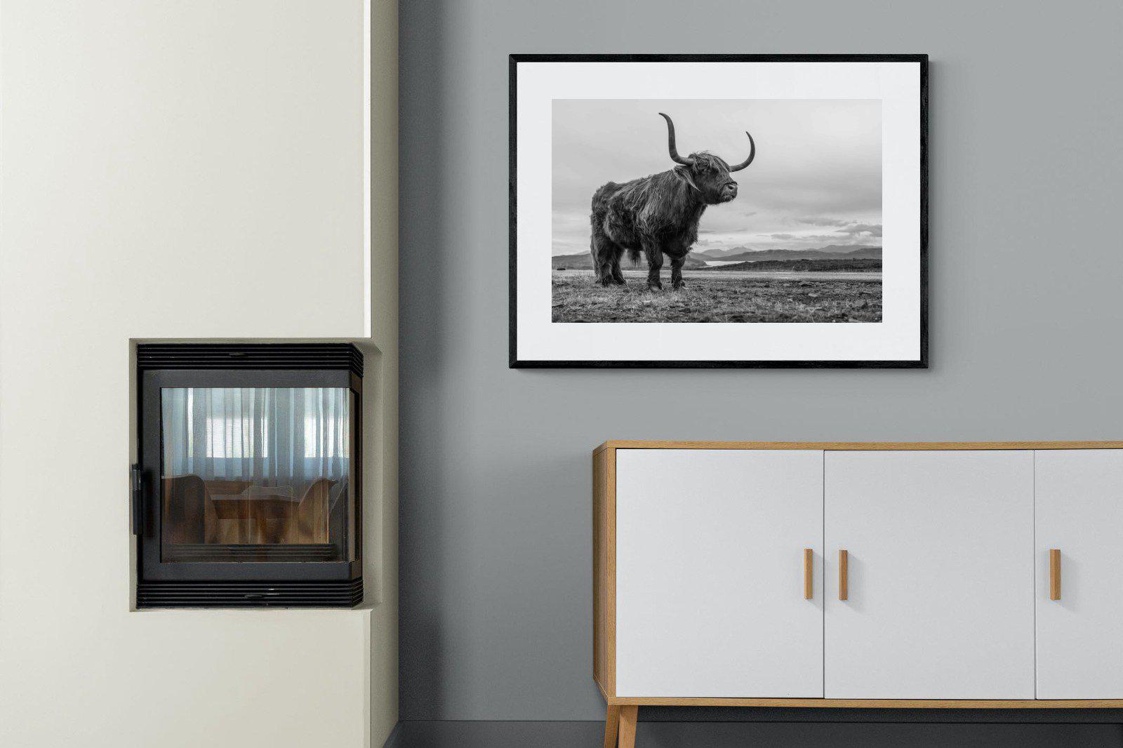 Highland Cow-Wall_Art-100 x 75cm-Framed Print-Black-Pixalot