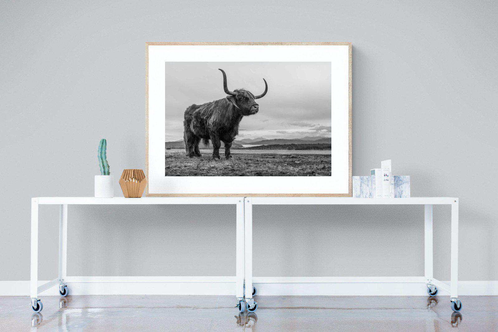 Highland Cow-Wall_Art-120 x 90cm-Framed Print-Wood-Pixalot