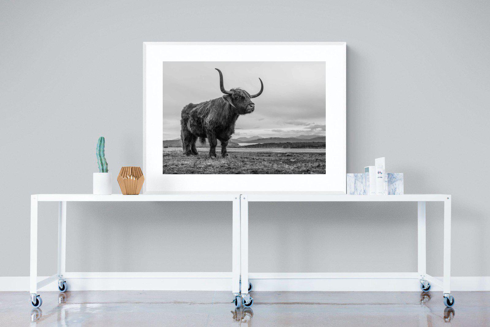 Highland Cow-Wall_Art-120 x 90cm-Framed Print-White-Pixalot