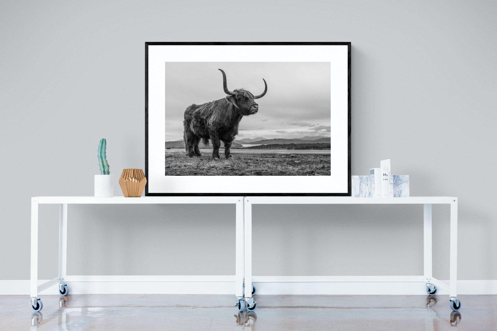 Highland Cow-Wall_Art-120 x 90cm-Framed Print-Black-Pixalot