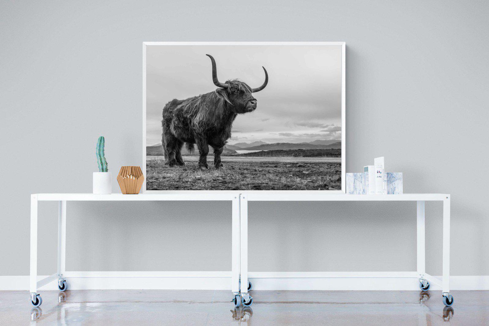 Highland Cow-Wall_Art-120 x 90cm-Mounted Canvas-White-Pixalot