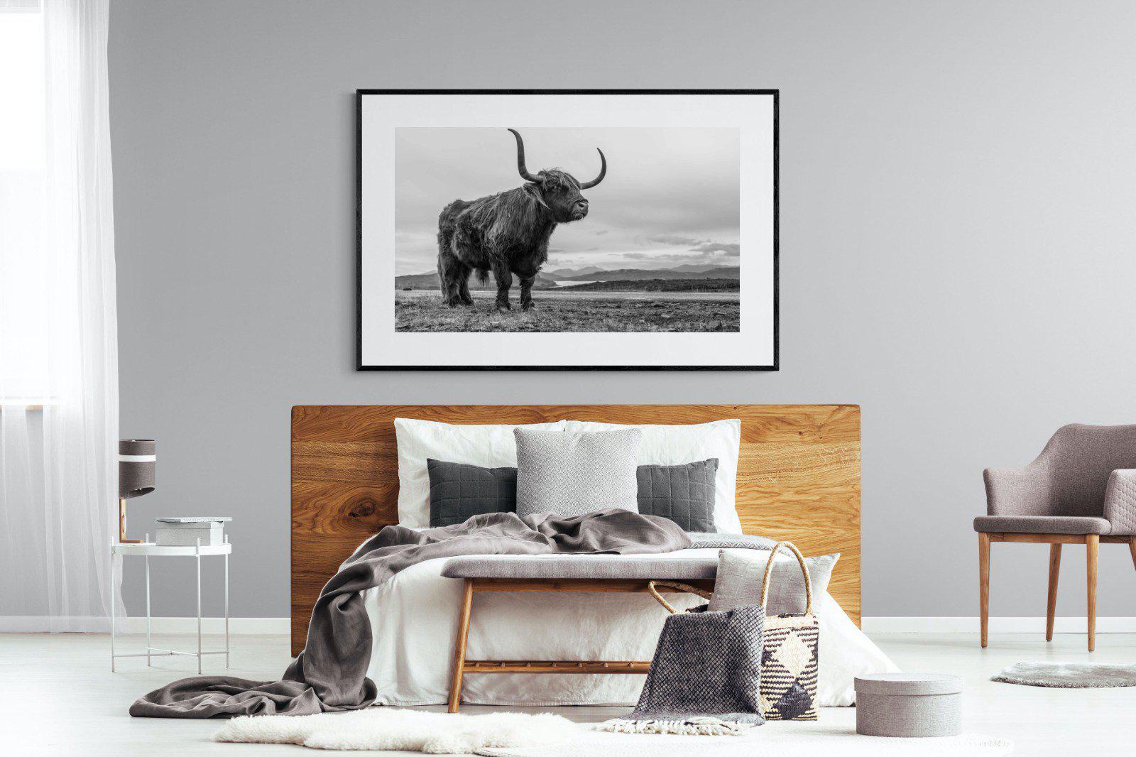 Highland Cow-Wall_Art-150 x 100cm-Framed Print-Black-Pixalot