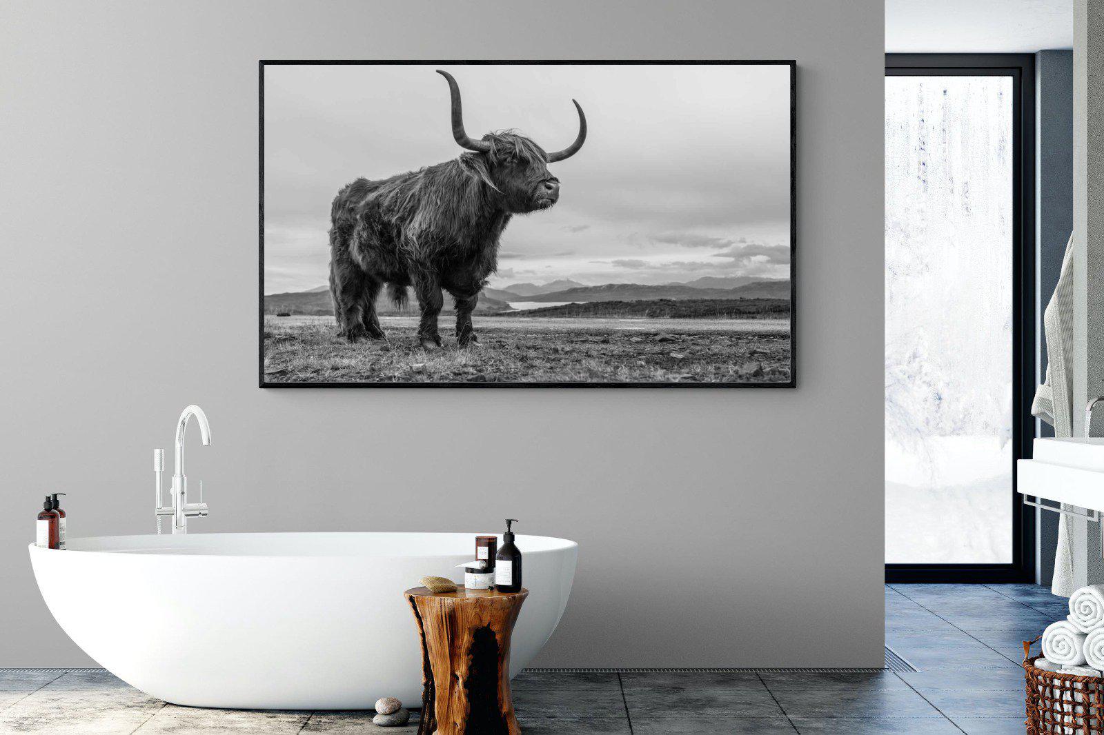 Highland Cow-Wall_Art-180 x 110cm-Mounted Canvas-Black-Pixalot