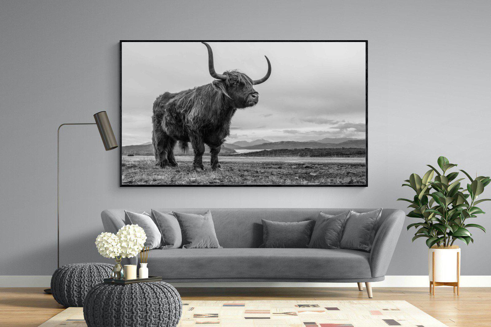 Highland Cow-Wall_Art-220 x 130cm-Mounted Canvas-Black-Pixalot