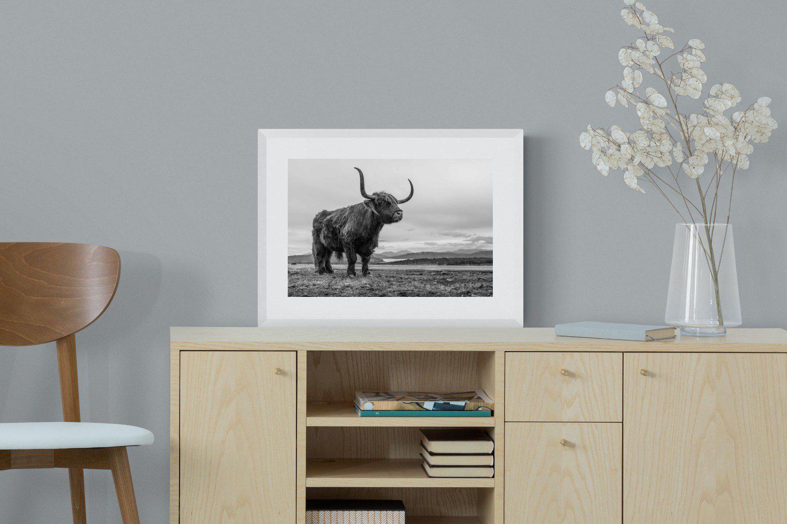 Highland Cow-Wall_Art-60 x 45cm-Framed Print-White-Pixalot