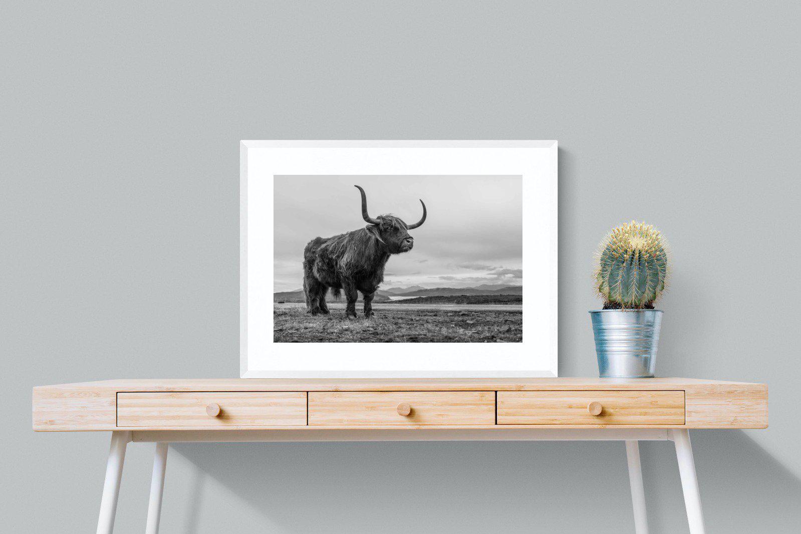 Highland Cow-Wall_Art-80 x 60cm-Framed Print-White-Pixalot