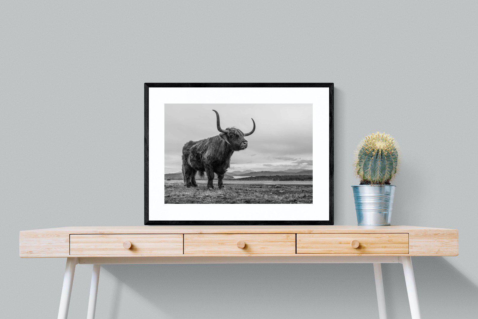 Highland Cow-Wall_Art-80 x 60cm-Framed Print-Black-Pixalot