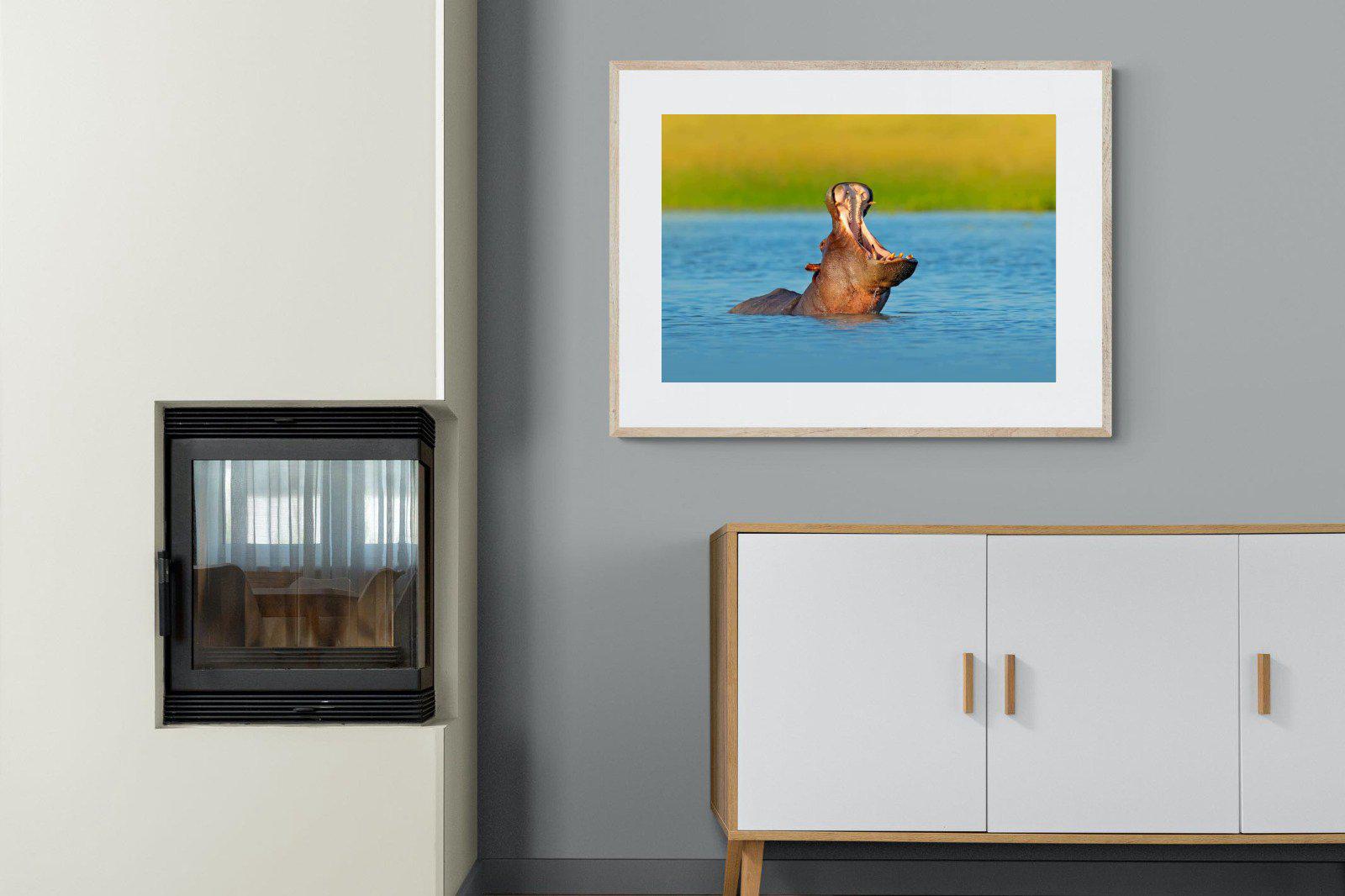Hippo-Wall_Art-100 x 75cm-Framed Print-Wood-Pixalot