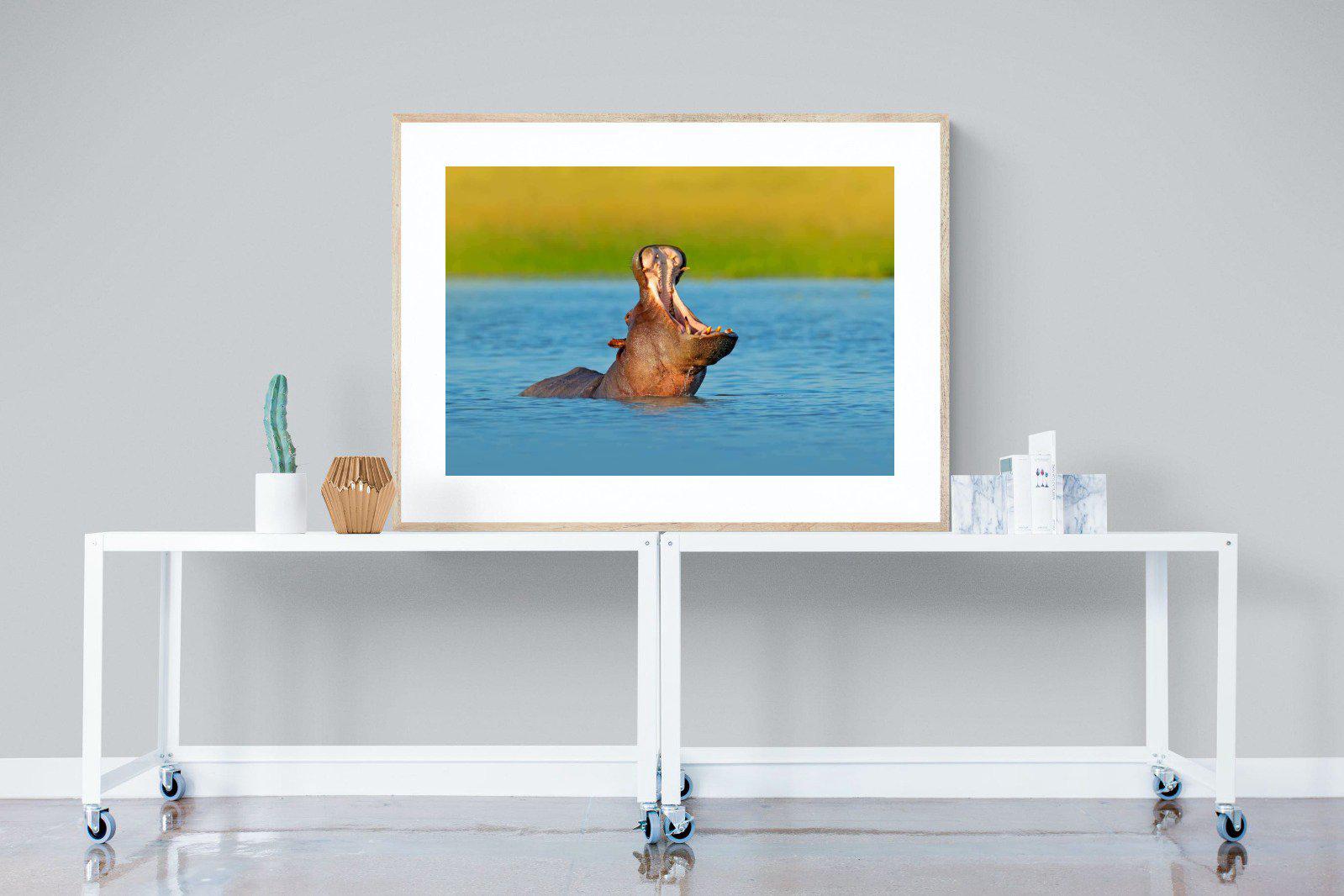 Hippo-Wall_Art-120 x 90cm-Framed Print-Wood-Pixalot