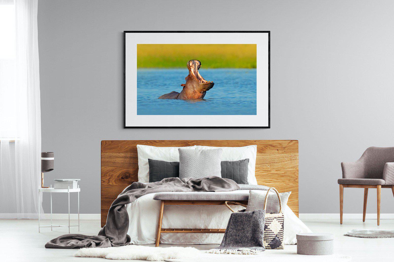 Hippo-Wall_Art-150 x 100cm-Framed Print-Black-Pixalot